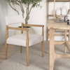 Toni Curved Back Dining Side Chair | Cream Fabric with Light Brown Wood, Dining Chair by Mercana, 22.44" length x 24.61" width x 33.66" height thumbnail 3