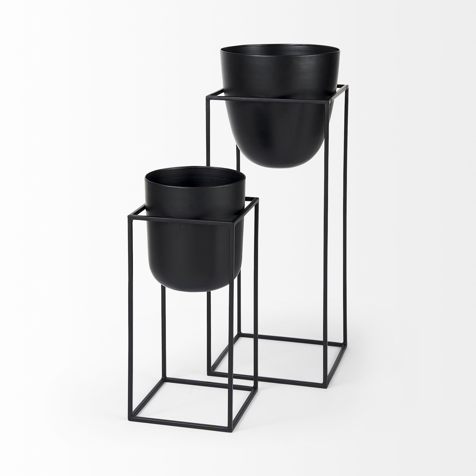 Bumble (Set of 2) 12L x 12W x 32H Black Plant Stands, Planter by Mercana, 11.81" length x 11.81" width x 31.89" height View 6