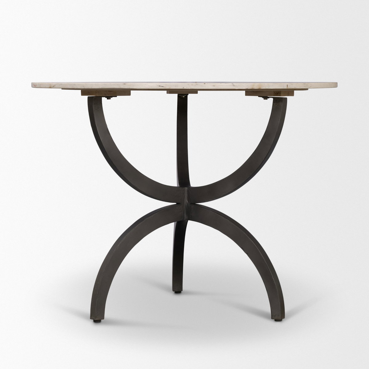 Veneto 40' Round Dining Table | Modern | White Marble & Black Metal | Seats 4, by Mercana, 40" length x 40" width x 30" height View 7