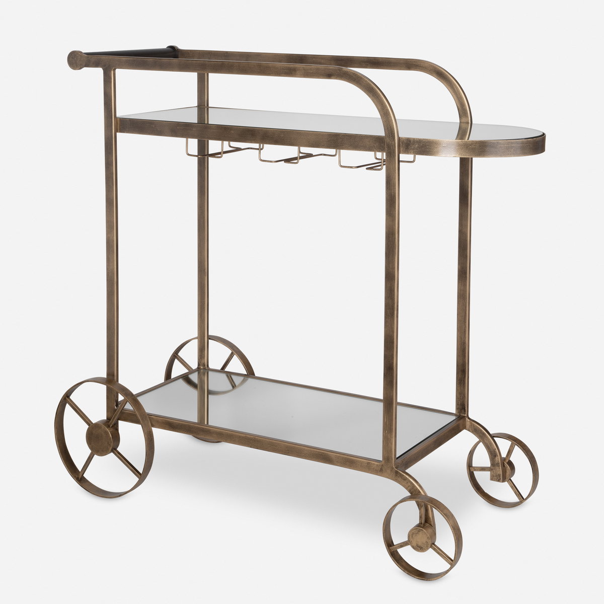 Carrinho Antique Brass Bar Cart, Bar Carts & Cabinet by Uttermost, 38.25" width x 36.25" height x 16.25" depth View 1