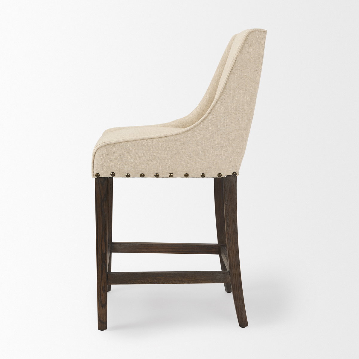 Kensington Cream Fabric Seat Brown Wood Frame Counter Stool, Counter & Bar Stool by Mercana, 20.5" length x 23.5" width x 43" height View 4