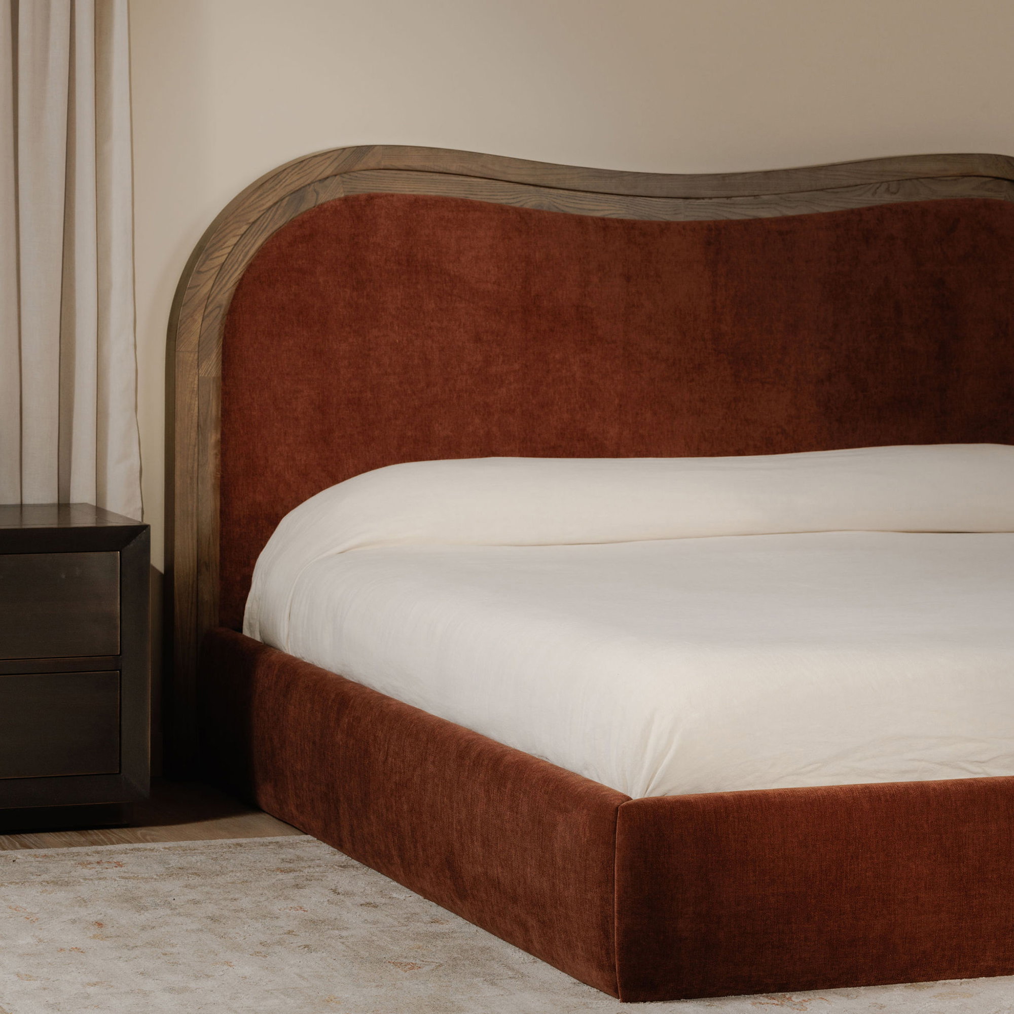 Camilla Queen Bed Chestnut, by Moe's Home, 73" width x 50" height x 85" depth View 7