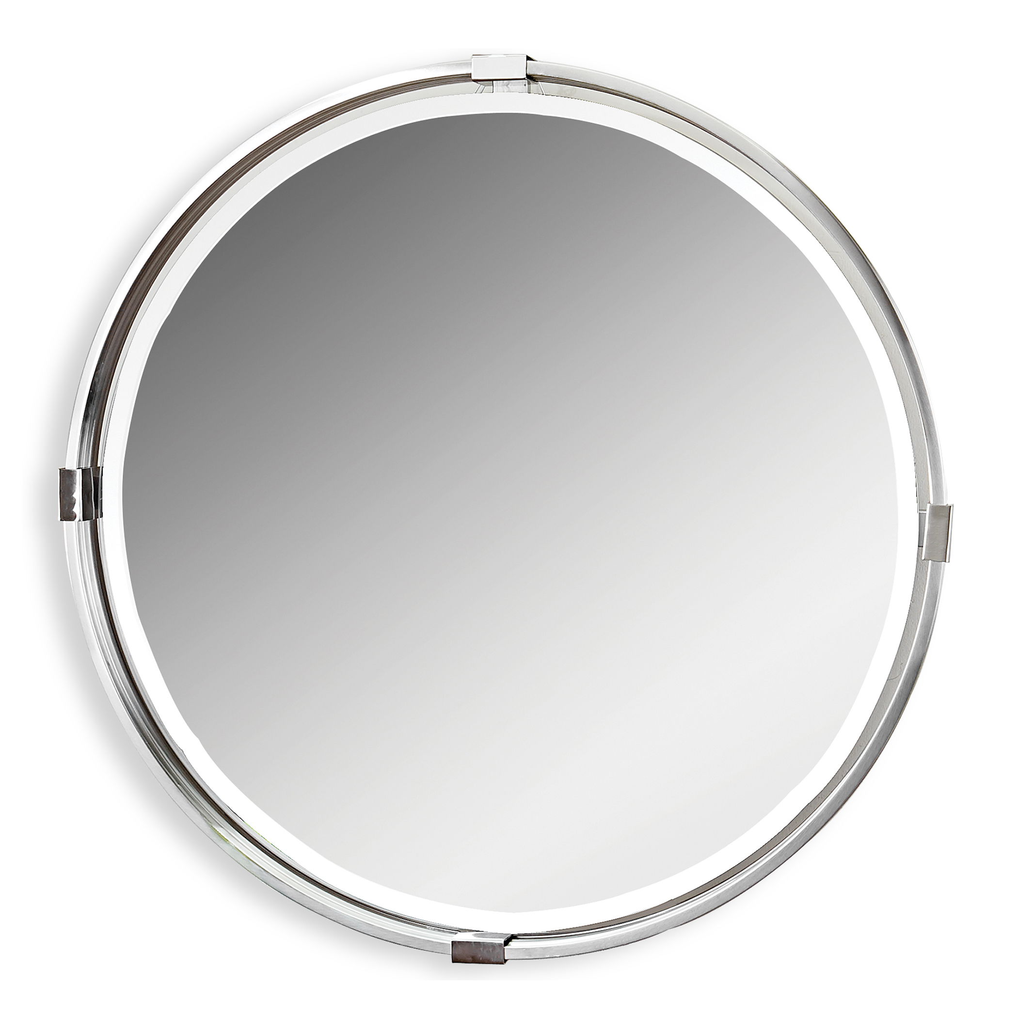 Tazlina Brushed Nickel Round Mirror large image 