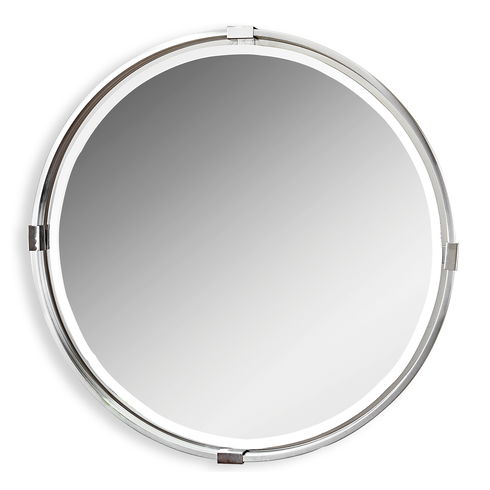 Tazlina Brushed Nickel Round Mirror