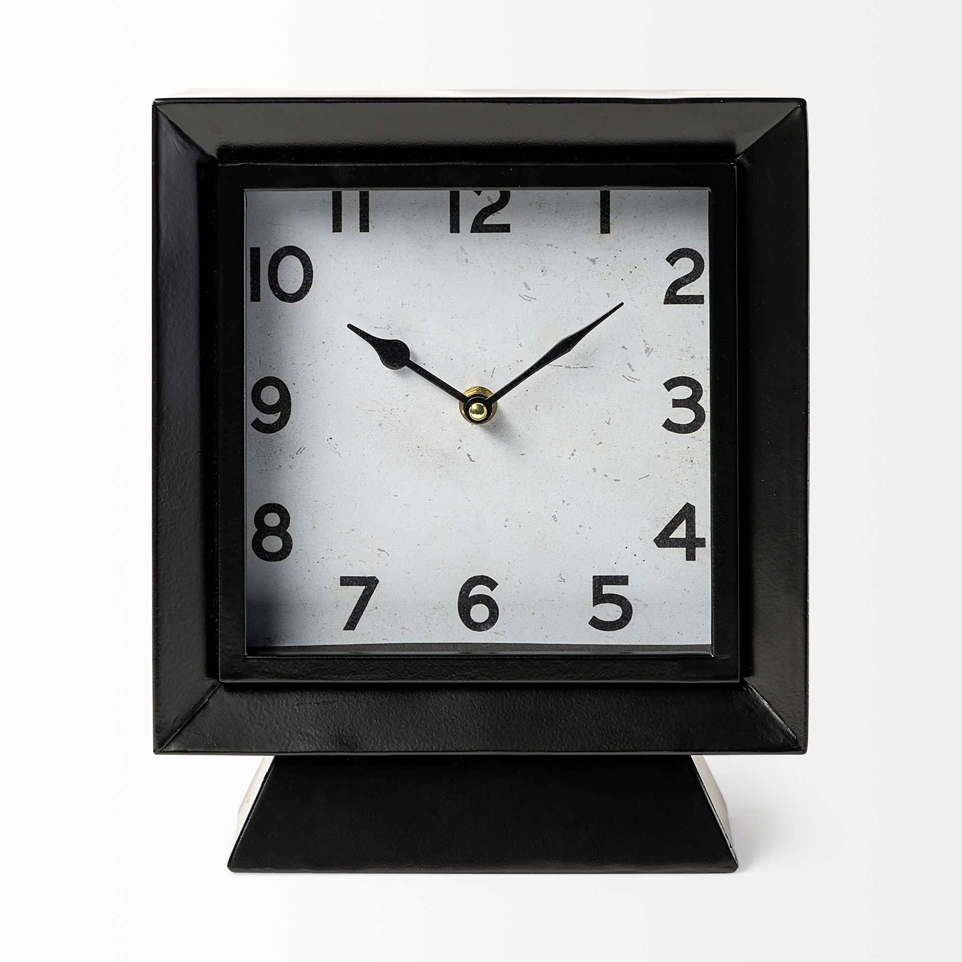 Ralph I Black Metal Square Table Clock, by Mercana, 9.25" length x 4.25" width x 10.75" height View 6