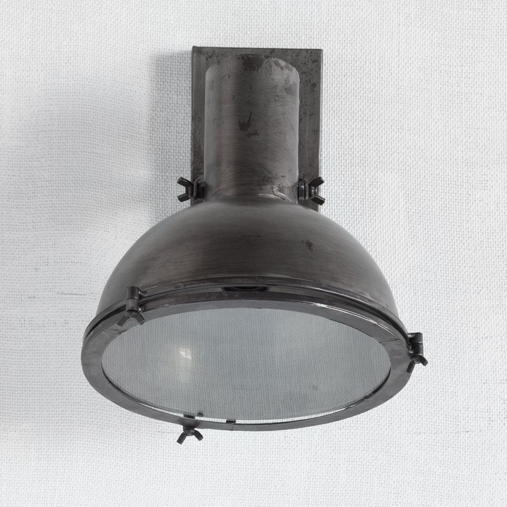 Taza 10.3x12 Gray Metal Dome Shade Wall Sconce, by Mercana, 10.25" length x 12" width x 12" height View 3