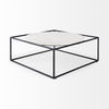 Austen 36L x 36W x 14.5H Round White Marble Top with Black Metal Frame Coffee Table, by Mercana, 36" length x 36" width x 14" height thumbnail 7
