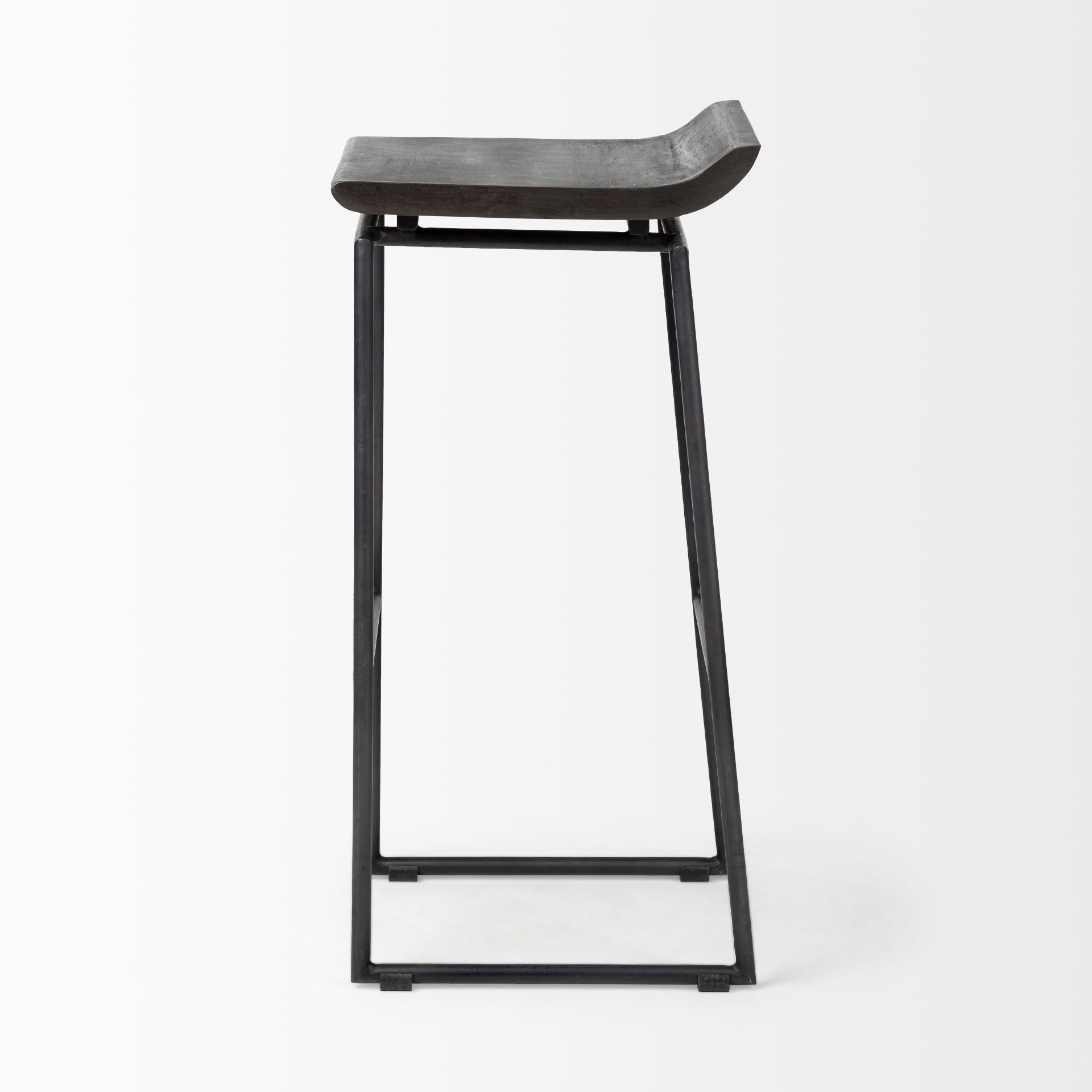 Givens 30.25'H Seat Height Black Wood Seat Black Metal Base Stool, Counter & Bar Stool by Mercana, 14" length x 15.8" width x 32" height View 5