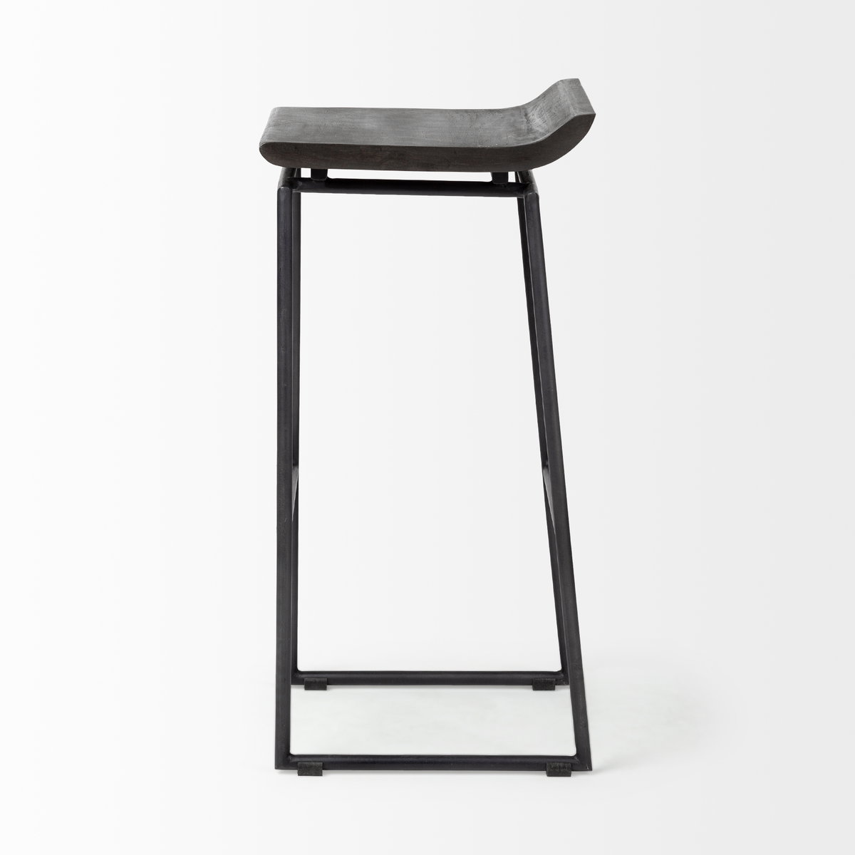 Givens Low Back 32in Seat Bar Stool | Black Wood with Black Metal, Counter & Bar Stool by Mercana, 14" length x 15.8" width x 32" height View 5