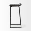 Givens Low Back 32in Seat Bar Stool | Black Wood with Black Metal, Counter & Bar Stool by Mercana, 14" length x 15.8" width x 32" height thumbnail 5