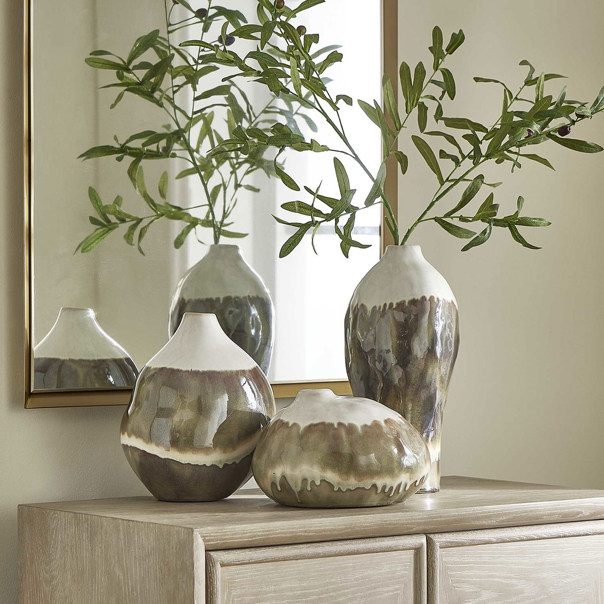 Earthflow Glazed Outdoor Vases Set/3, by Uttermost, 6.29" width x 14.25" height x 6.29" depth View 2