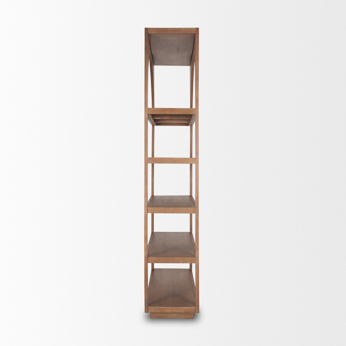 Bela Arched Shelving Unit Medium Brown Wood, Shelving & Bookcase by Mercana, 47" length x 16" width x 85" height View 6