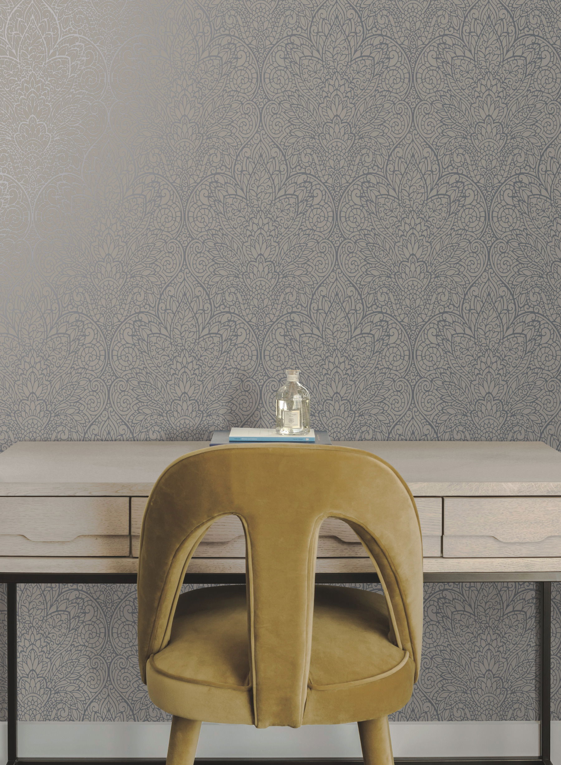 Paradise Dark Taupe & Silver Wallpaper large image 