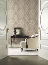 Charleston Damask Bronze Wallpaper, by York Wall, 27' length x 2'3" width x 0.02" depth thumbnail 2