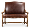 Italian Leather Settee, by Sarreid, 2'8" length x 3'9" width x 3'11" height thumbnail 4
