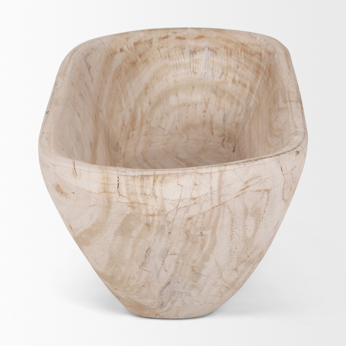 Athena Extra Large Oblong Light-Wash Reclaimed Wood Bowl, Decorative Bowl by Mercana, 26" length x 10" width x 7" height View 5
