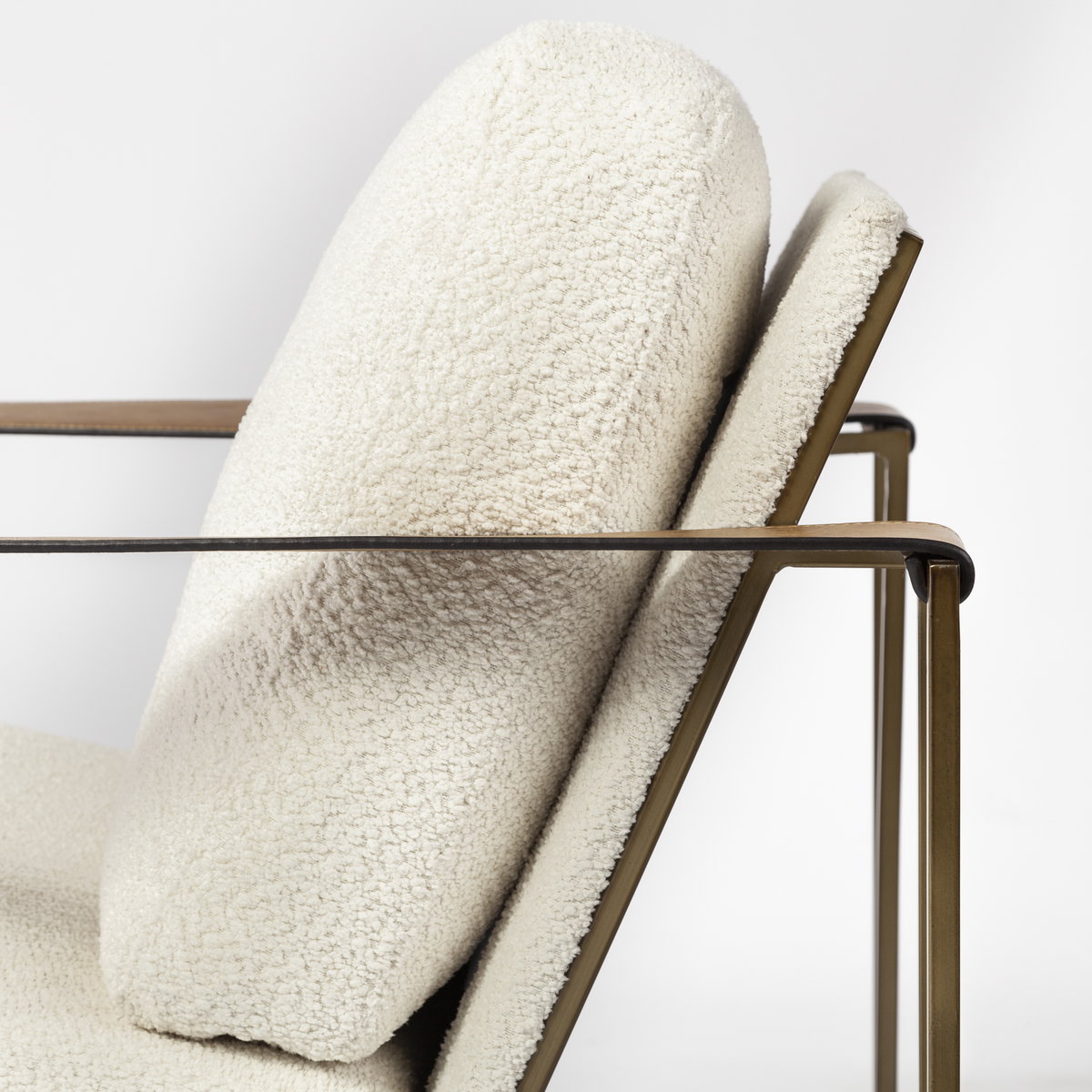 Watson Cream Fabric Wrap Gold Metal Frame Accent Chair, by Mercana, 30" length x 34.25" width x 29.13" height View 10