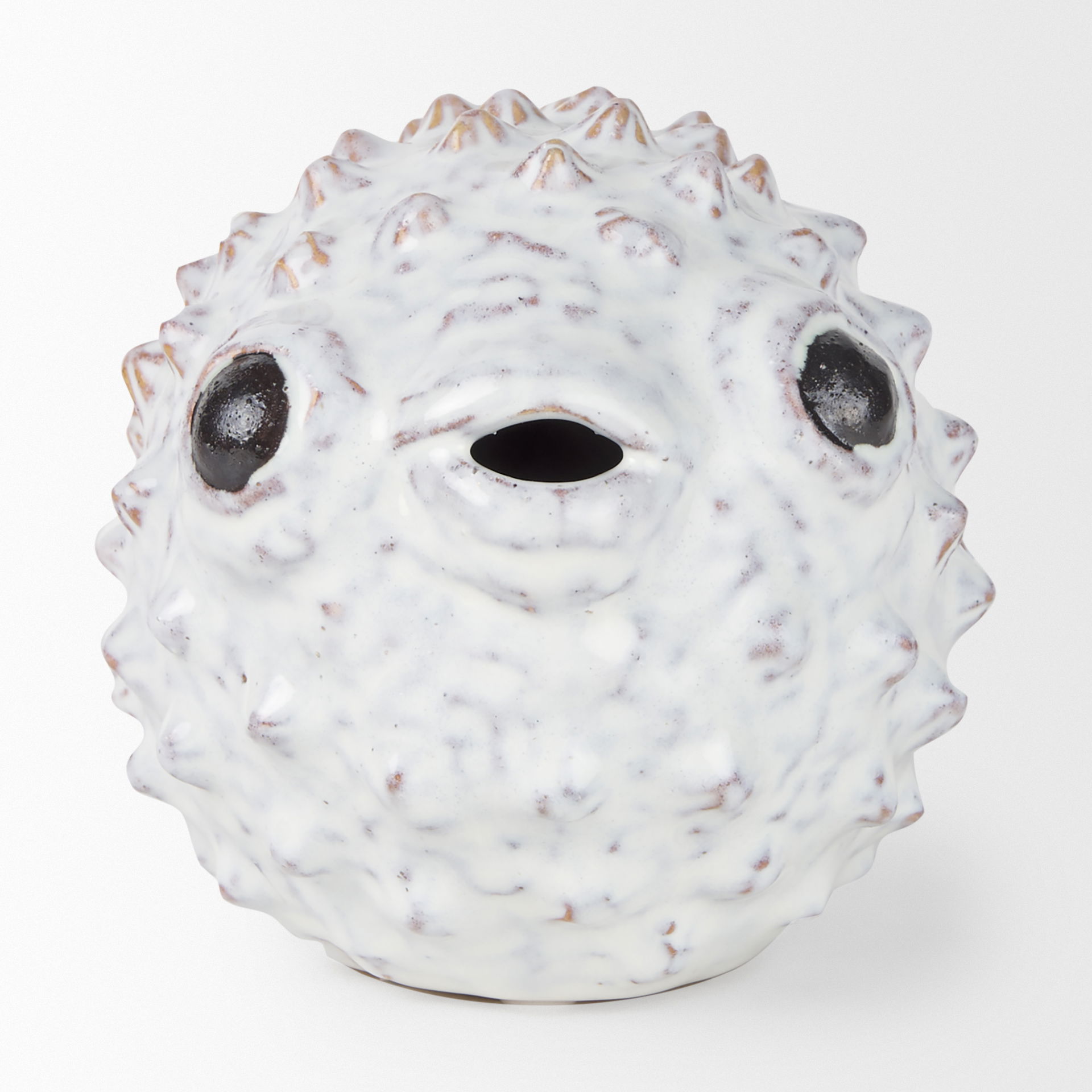 Spike II (Large) 10L x 6W Off-White Ceramic Puffer Fish, Decorative Object by Mercana, 10.24" length x 5.51" width x 5.51" height View 3