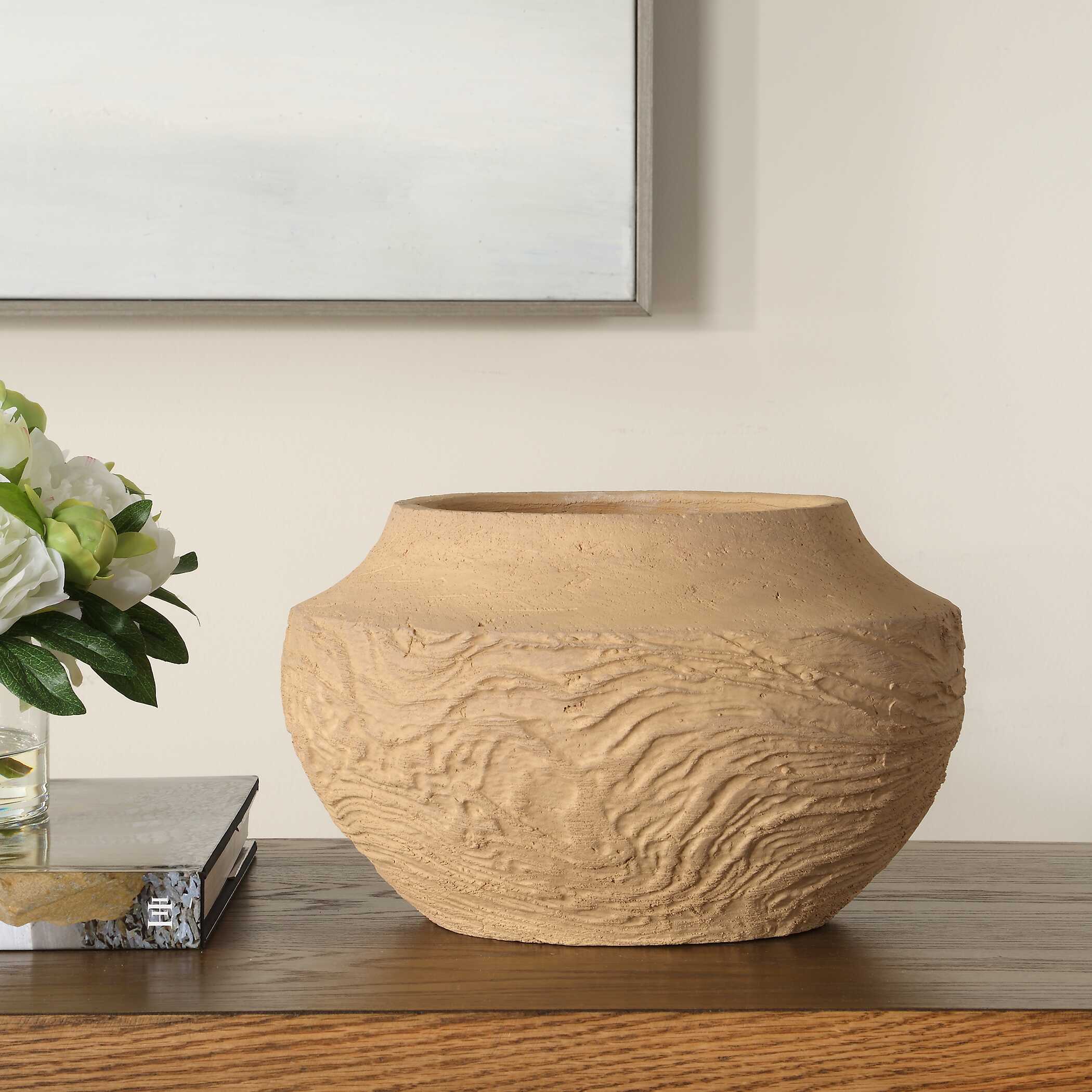 Sandstone Flow Small Terracotta Vase large image 
