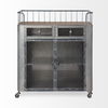 Udo Metal Frame Two Door Cabinet with Two Drawers & Wood Top Bar Cart, Bar Carts & Cabinet by Mercana, 16.54" length x 35.43" width x 40.75" height thumbnail 3