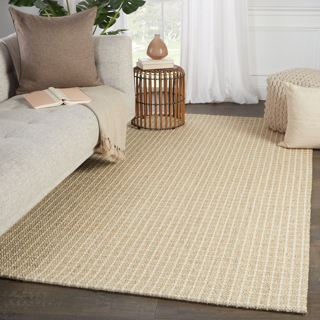 Handmade Handwoven Beige Area Rug large image 