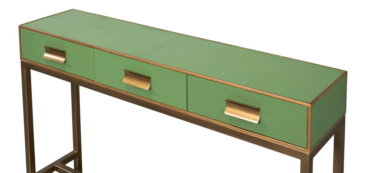 Gideon Shagreen Console  Chambray Blue, by Sarreid, 1' length x 4'6" width x 2'10" height View 10