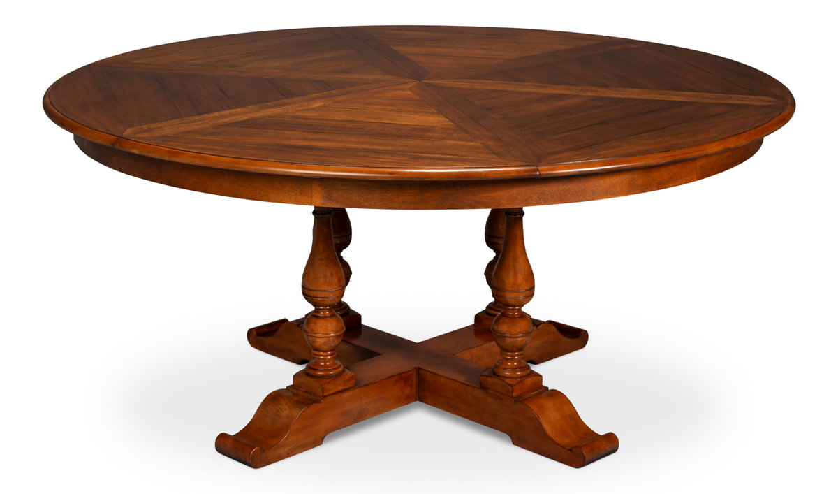Walnut Jupe Dining Table  Ex-Large, by Sarreid, 6'8" length x 6'8" width x 2'6" height View 1