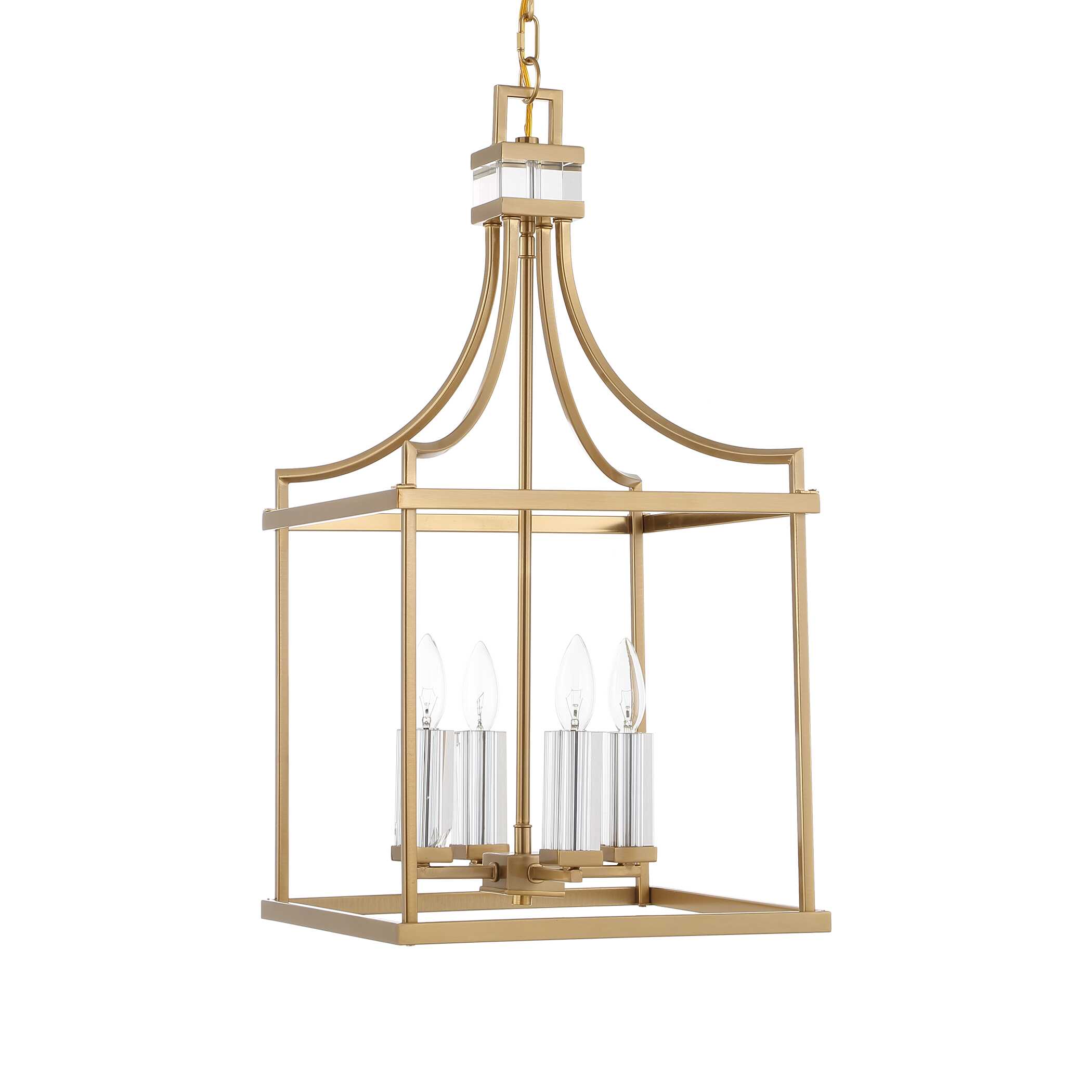 Montreal 4 Light Brass Lantern Pendant, Ceiling Light by Uttermost, 13.87" width x 27.75" height x 13.87" depth View 5