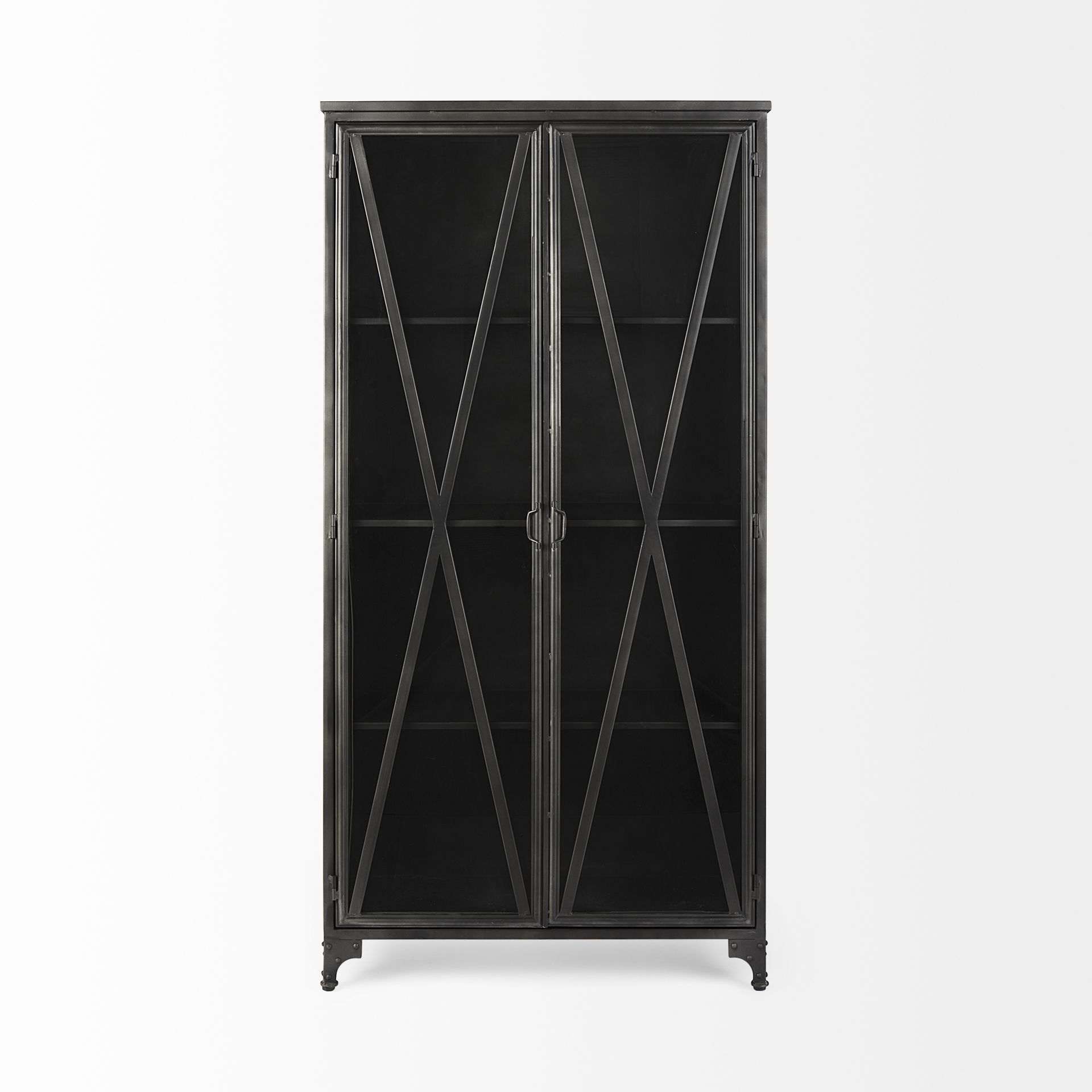 Poppy II 73.8' H Black Metal With Glass Door Display Cabinet, Cabinets & Sideboard by Mercana, 37.75" length x 15" width x 74" height View 2
