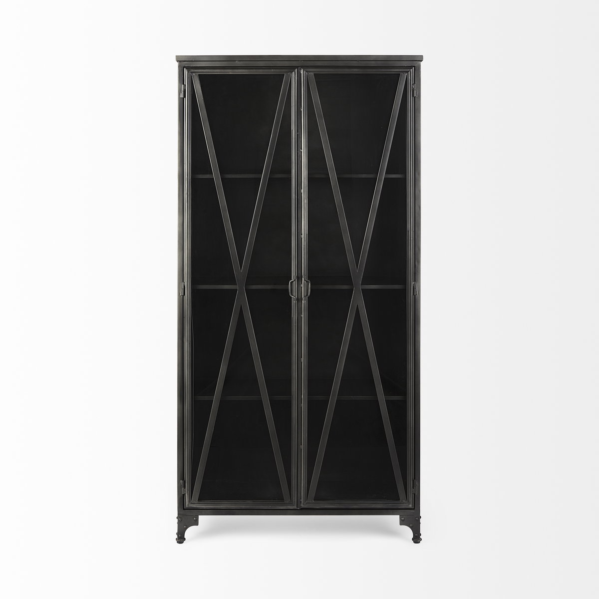 Poppy II 73.8' H Black Metal With Glass Door Display Cabinet, Cabinets & Sideboard by Mercana, 37.75" length x 15" width x 74" height View 4