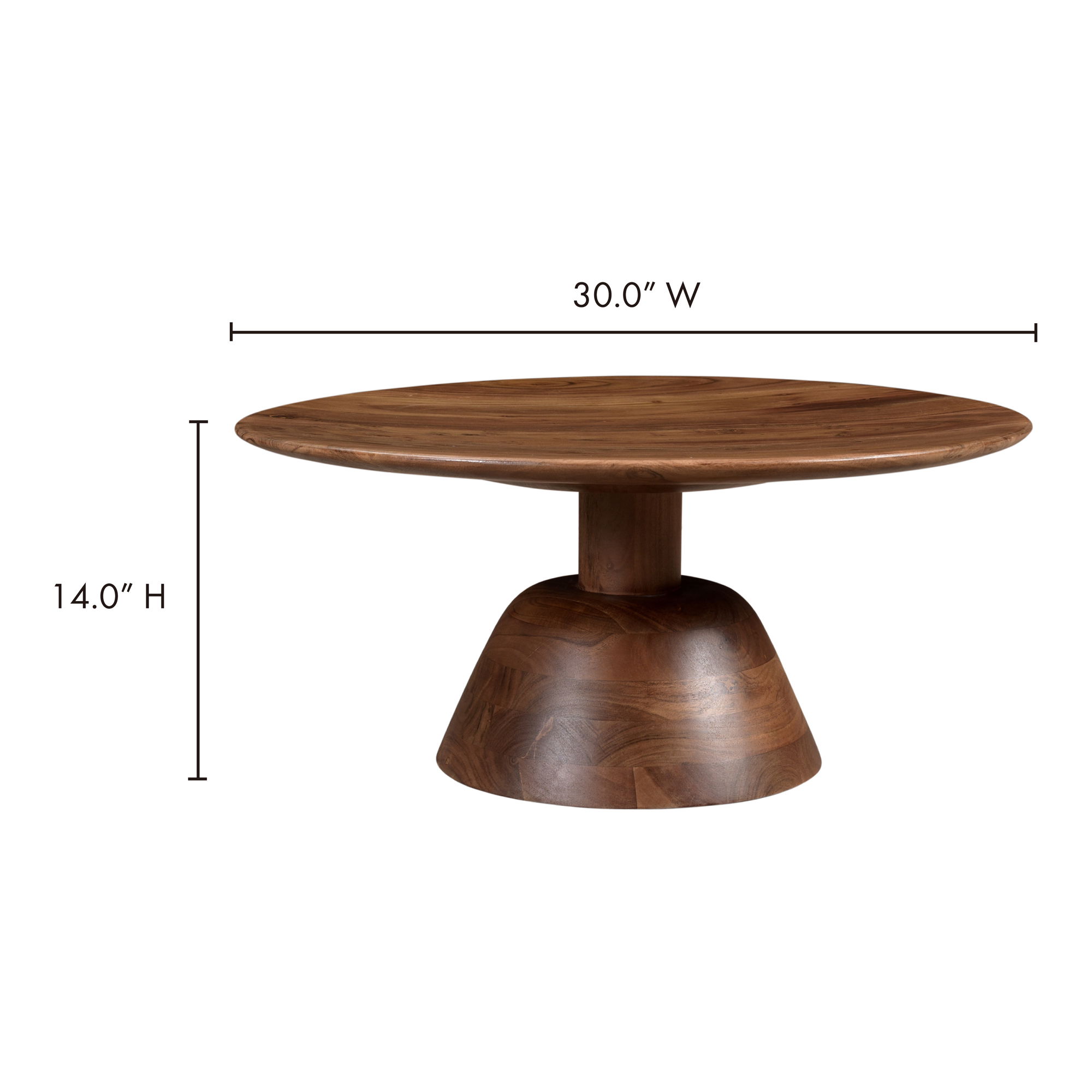 Nels Coffee Table Dark Brown, by Moe's Home, 30" width x 14" height x 30" depth View 9