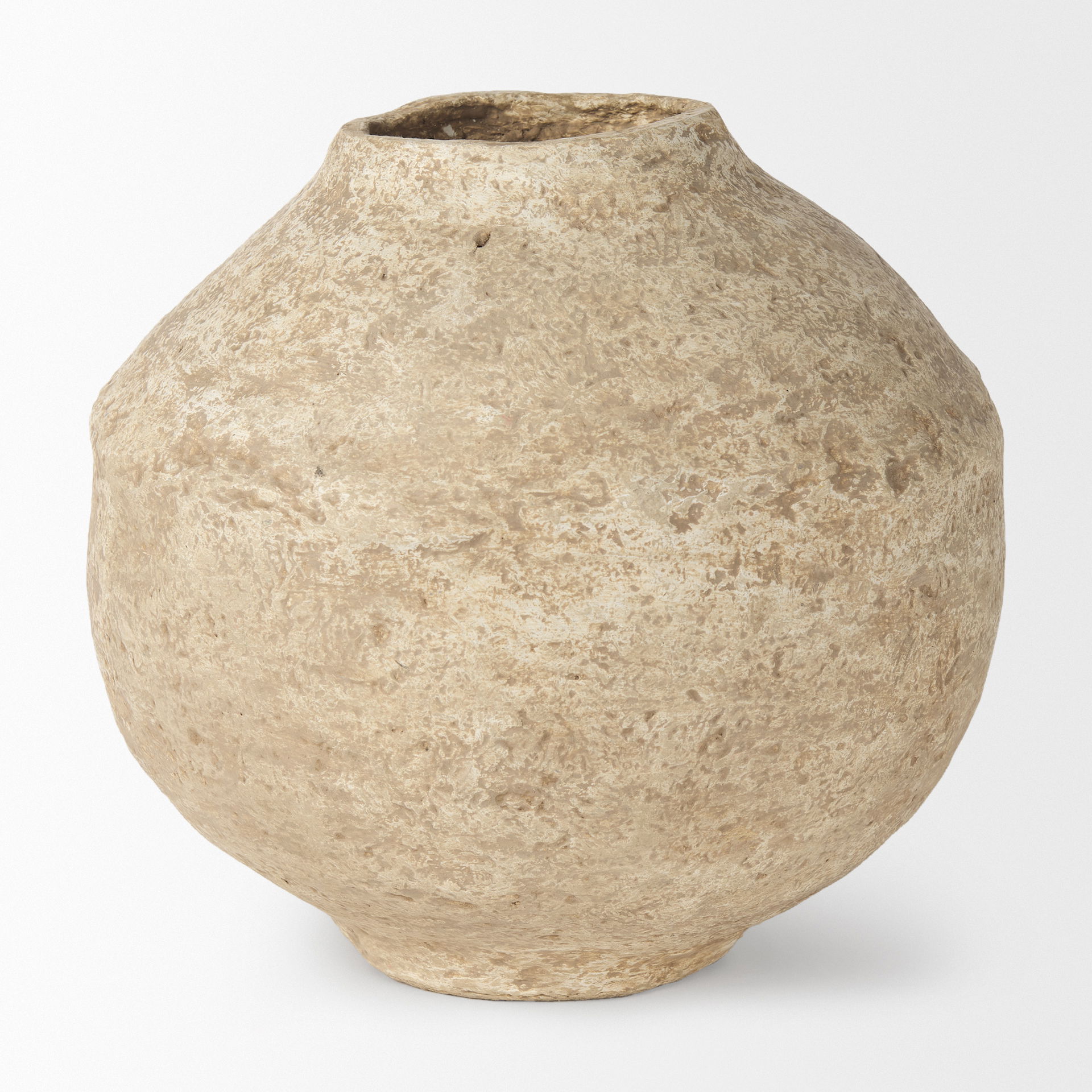 Ritu Large Beige Paper Mache Pot Vase, by Mercana, 12" length x 12" width x 12" height View 4