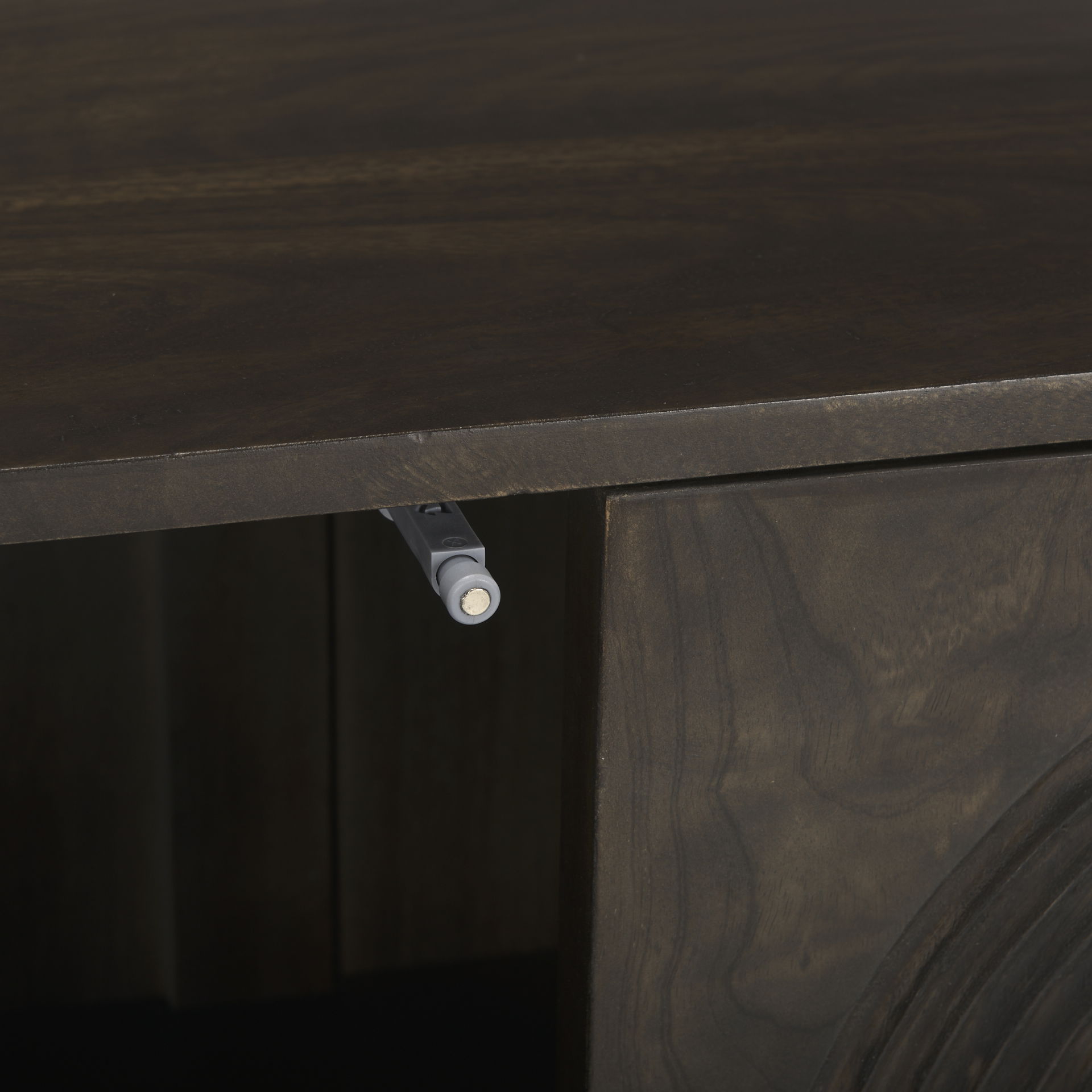 Tucker Dark Brown Wood with Carved Arch Pattern 2 Door Cabinet, Cabinets & Chest by Mercana, 36" length x 15" width x 30" height View 9