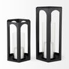 Balley  Set of Two Matte Black Metal Hexagonal Candle Holder Lanterns, Lighting by Mercana, 9.45" length x 9.45" width x 19.69" height thumbnail 5