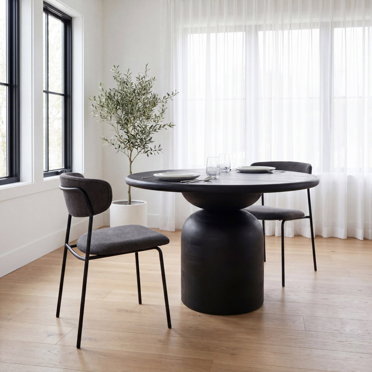 Corey Contoured Back Dining Side Chair | Gray Fabric with Metal, Dining Chair by Mercana, 22.25" length x 21.25" width x 32" height View 4
