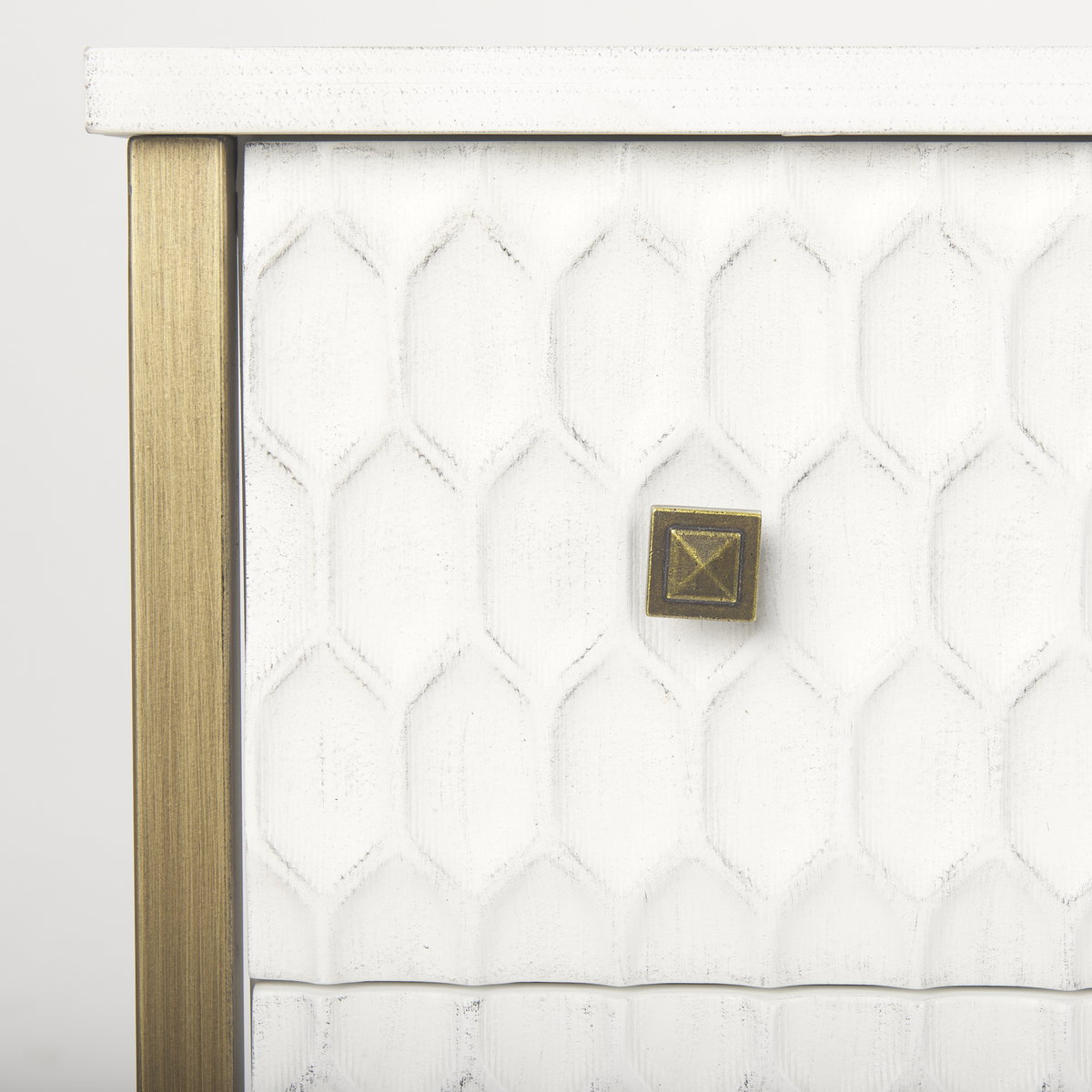 Savannah White Fir Veneer with Gold Metal Accents 6-Drawer Sideboard, Sideboards & Buffet by Mercana, 62.6" length x 15.75" width x 31.5" height View 11