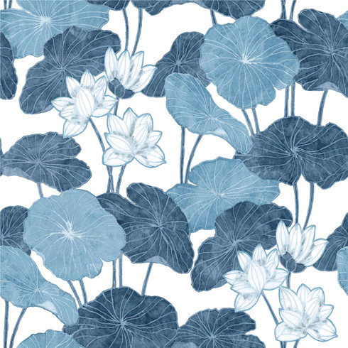 Lily Pad Blue Peel & Stick Wallpaper