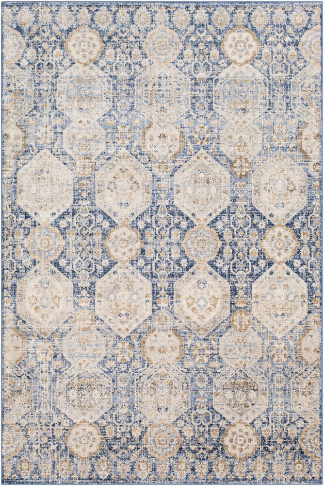 Indigo Machine Woven Rug, by Surya, 7'2.61" length x 5'1.02" width