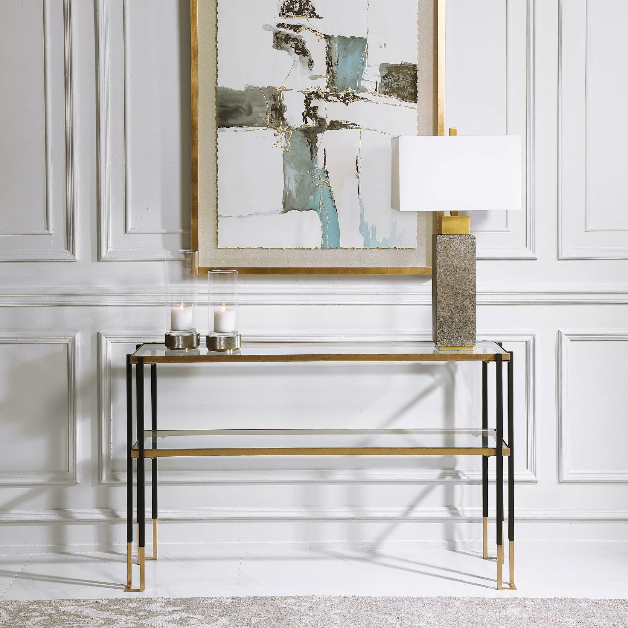 Kentmore Modern Console Table, Furniture by Uttermost, 53.5" width x 32" height x 13.5" depth View 2