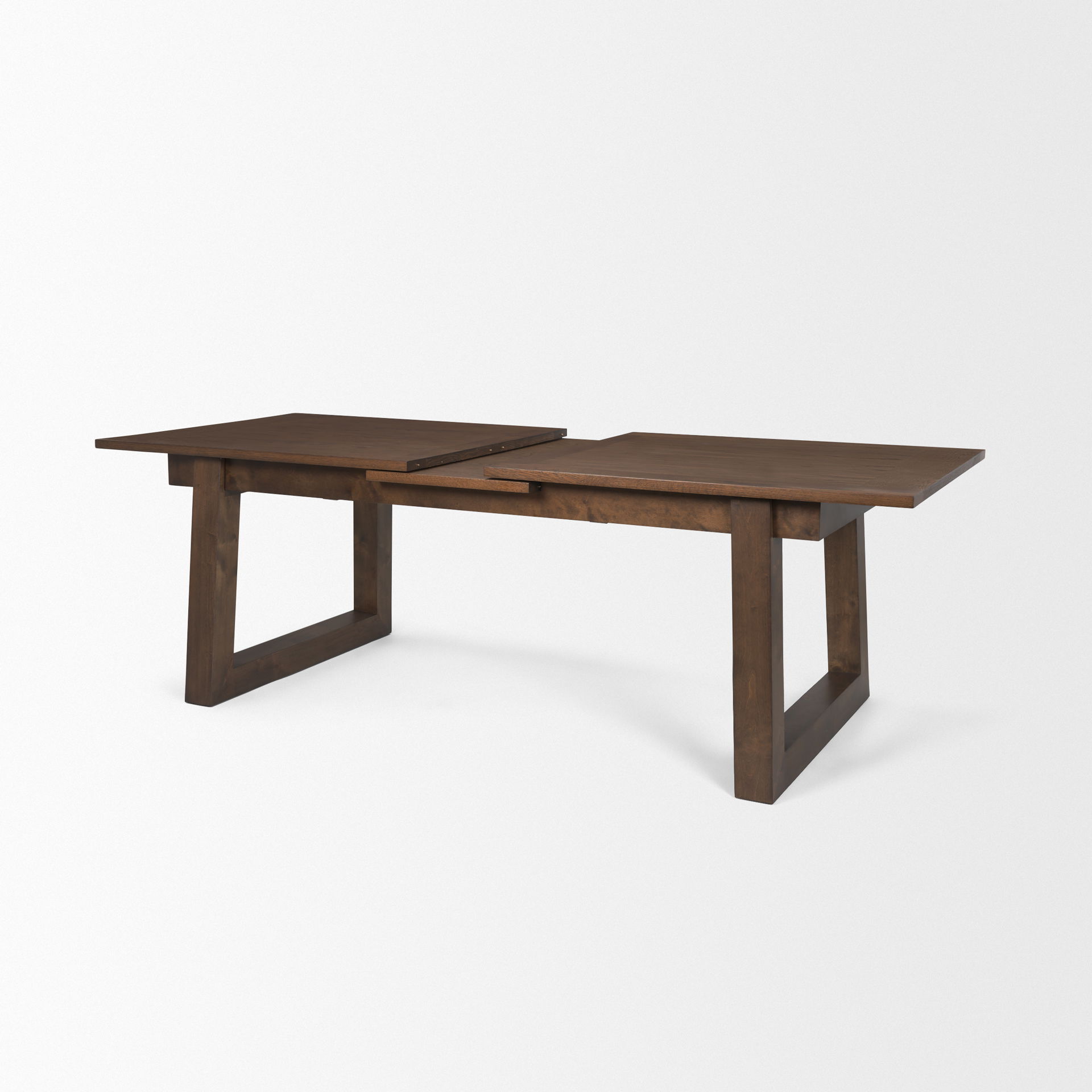 Takota Dark Brown Rectangular Oak Wood with Birch Wood Legs Extendable Dining Table, by Mercana, 106.25" length x 39.25" width x 30.75" height View 12
