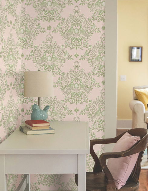 Cottontail Toile Pink & Chartreuse Peel & Stick Wallpaper