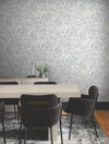 Orchid Conservatory Toile Blue & Taupe Wallpaper, by York Wall, 33' length x 1'8.5" width x 0.02" depth thumbnail 2