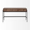 Glenn III 56L x 14W Dark Brown Wood with Black Iron Frame, 4 Drawer Console Table, by Mercana, 55.5" length x 14.5" width x 30" height thumbnail 5