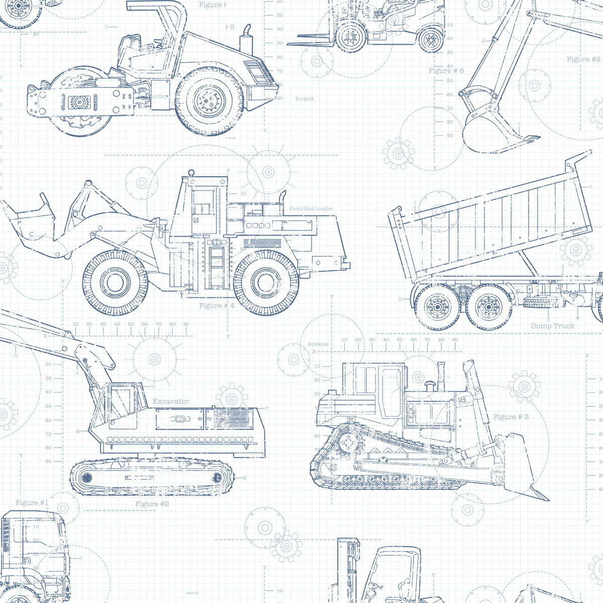 Construction Blueprint Navy Wallpaper, by York Wall, 33' length x 1'8.5" width x 0.02" depth
