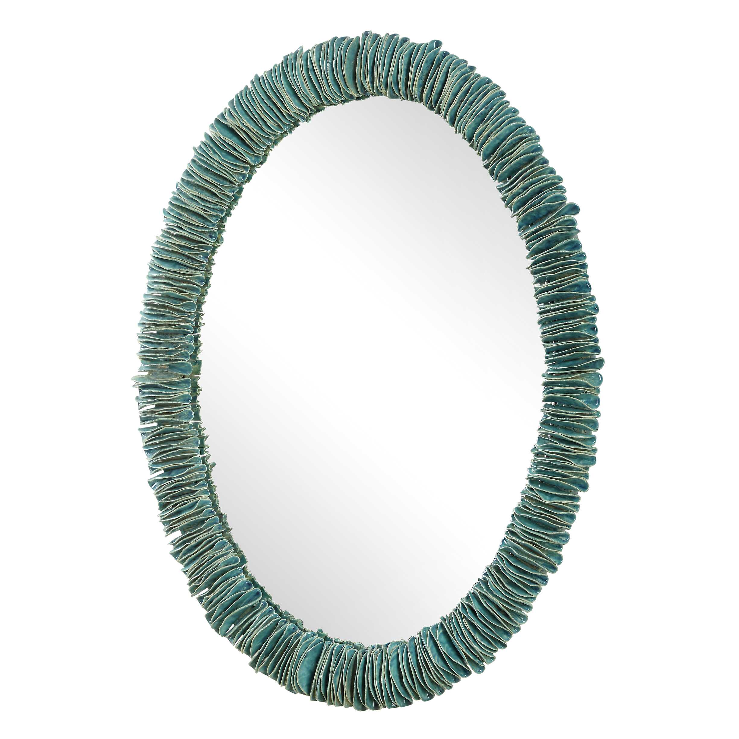 Bonaire Teal Blue Oval Mirror, by Uttermost, 26.5" width x 34.5" height x 2.5" depth View 5