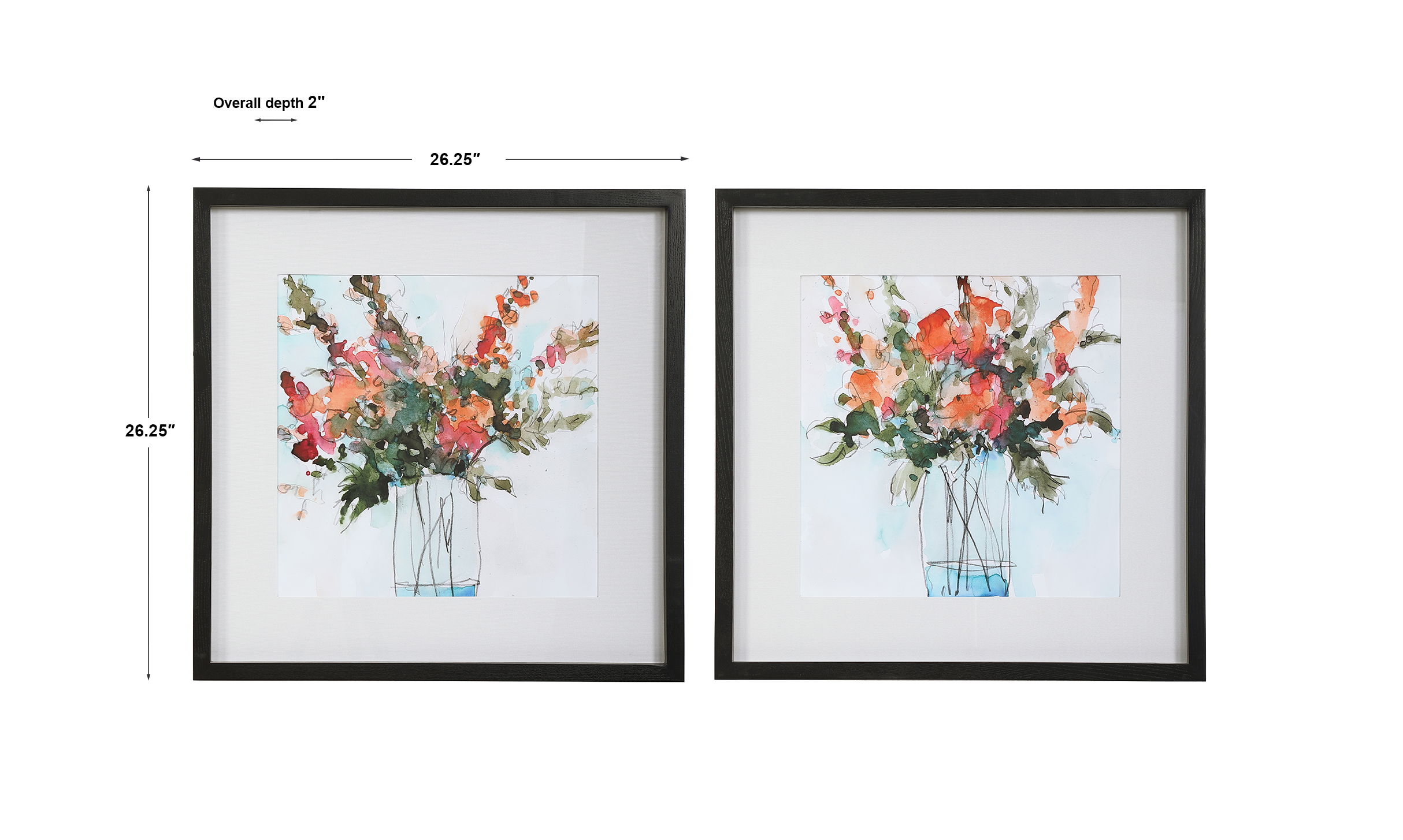 Fresh Flowers Watercolor Prints Set/2 large image 