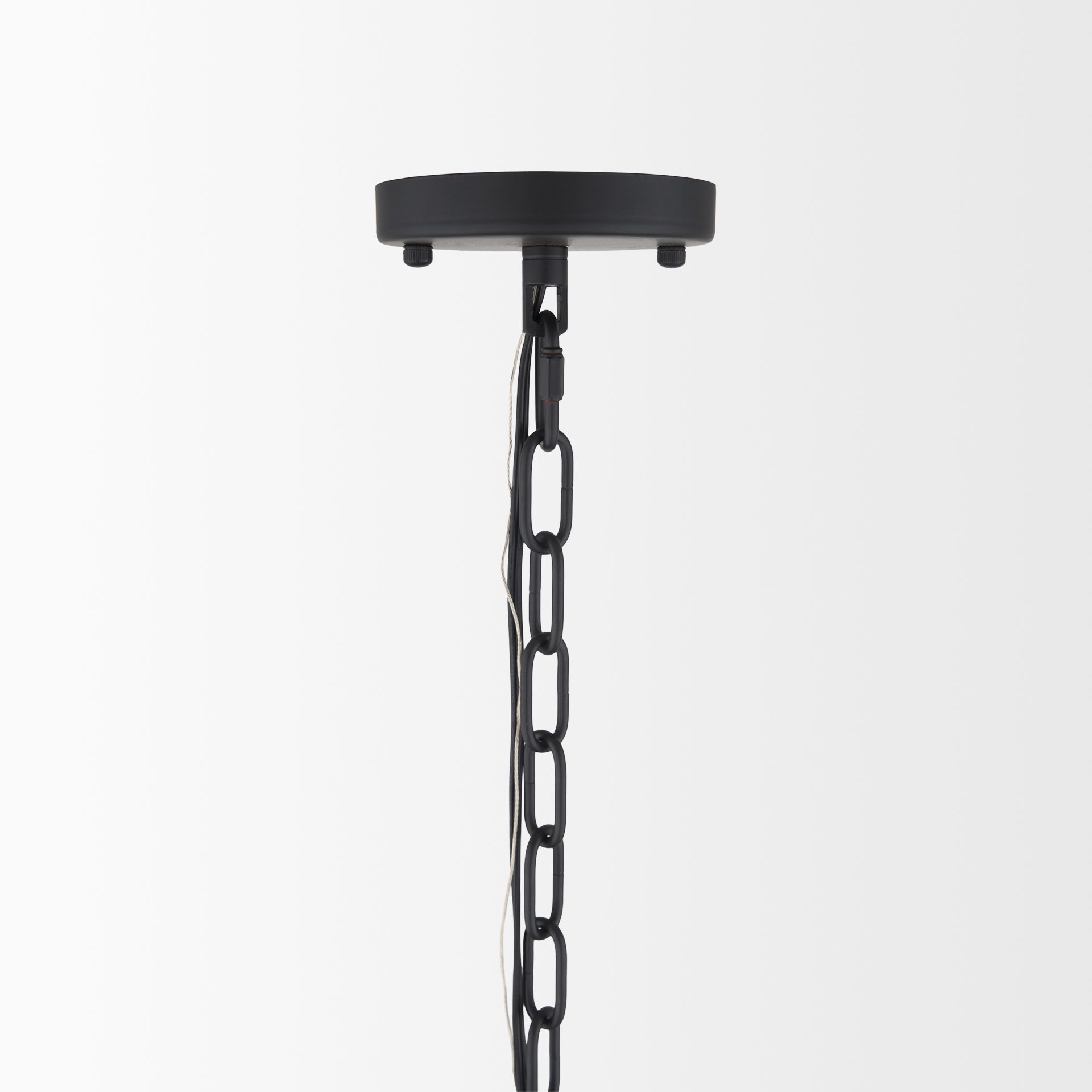 Edie Matte Black Metal with Frosted Glass Globes 6-Light Chandelier, by Mercana, 29.92" length x 29.92" width x 24.02" height View 5