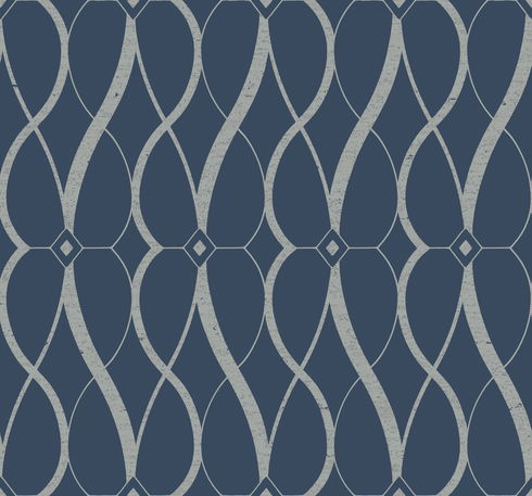 Graceful Geo Navy & Silver Wallpaper