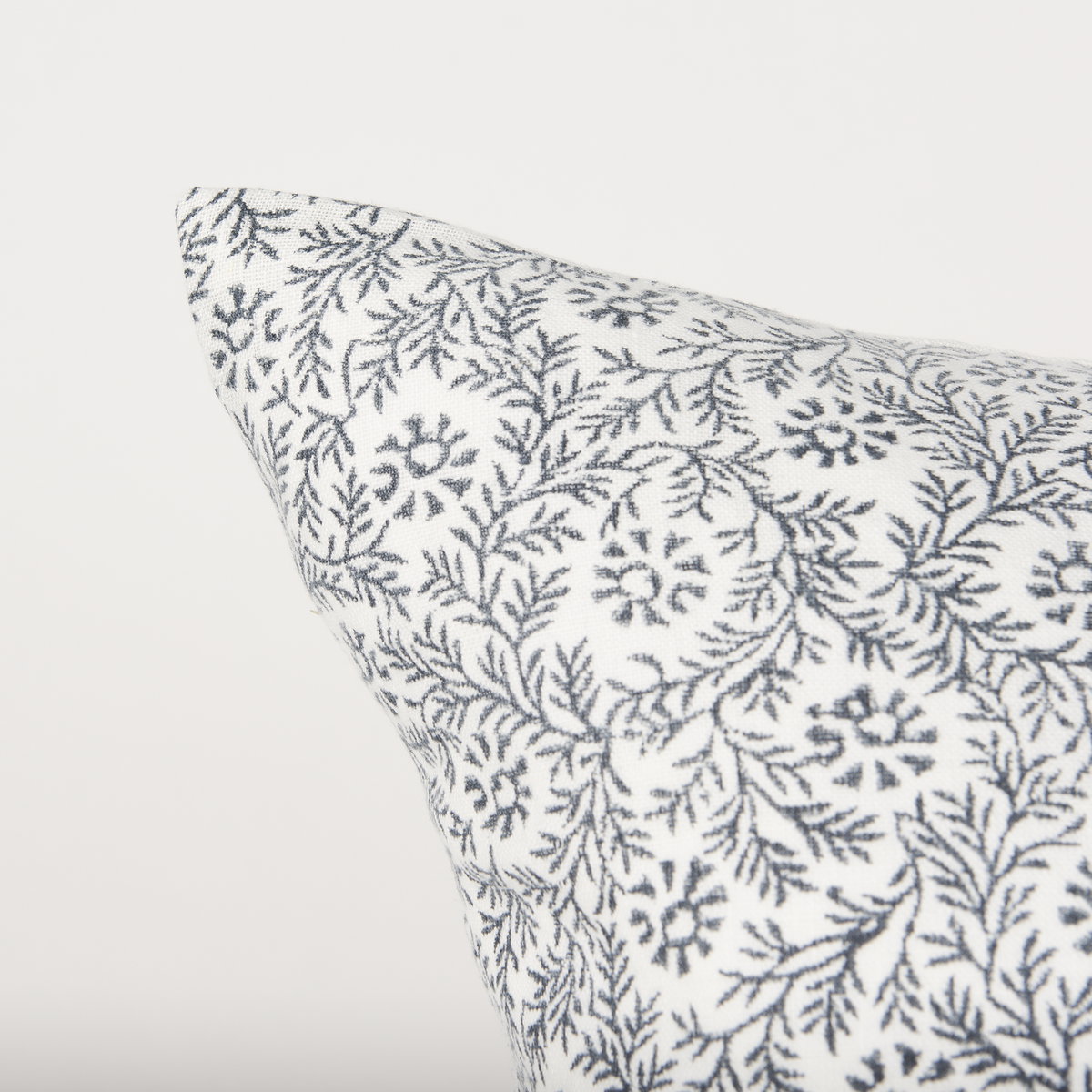 Jayne Cream with Indigo Print Linen Lumbar Decorative Pillow Cover, by Mercana, 14" length x 26" width x 0.2" height View 6