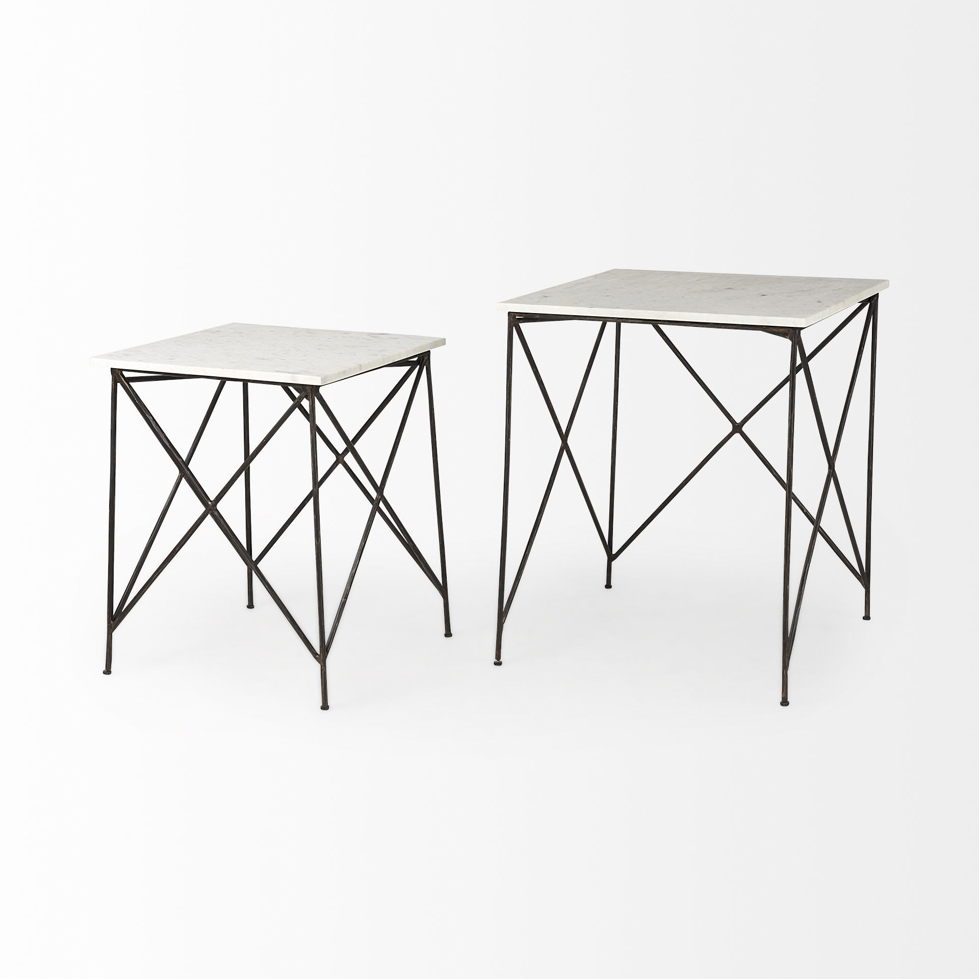 Lorlei 20.0L x 20.0W x 23.8H White Marble Top with Gray Iron Legs End and Side Table, Side & End Table by Mercana, 20" length x 20" width x 24" height View 7